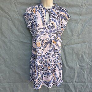 Marie Oliver Size M Keyhole Mini Dress Flutter Silk Blend Short Sleeve Pink